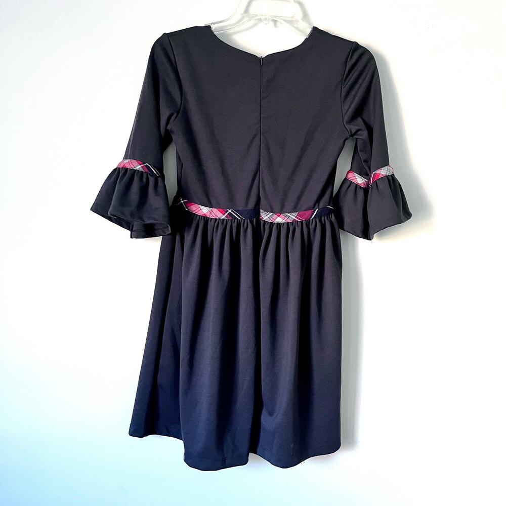 Patachou girls navy holiday dress with plaid bow NWT size 12 - Picture 5 of 9